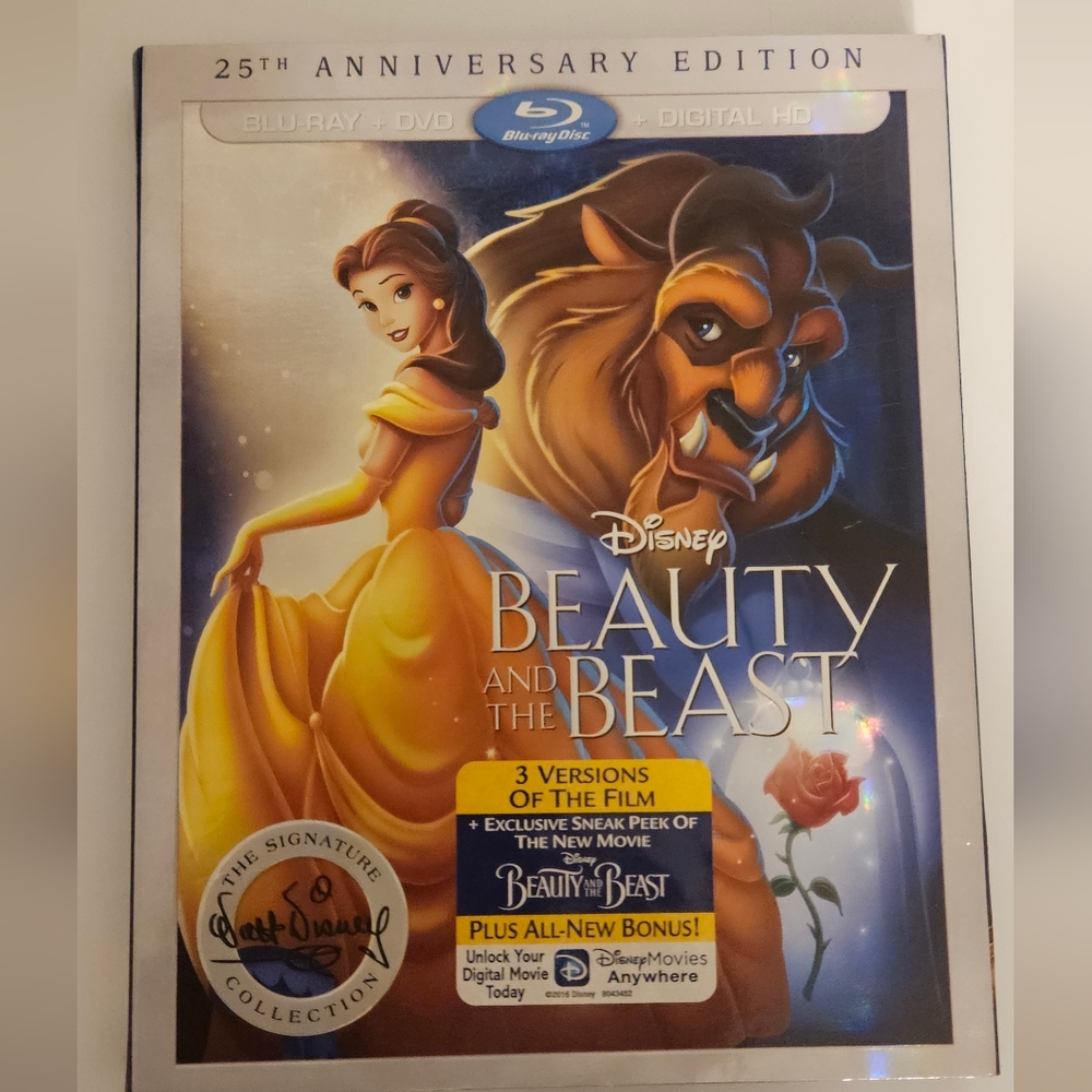 Disney Beauty and the Beast Blu-ray with Yellow and Blue Cover